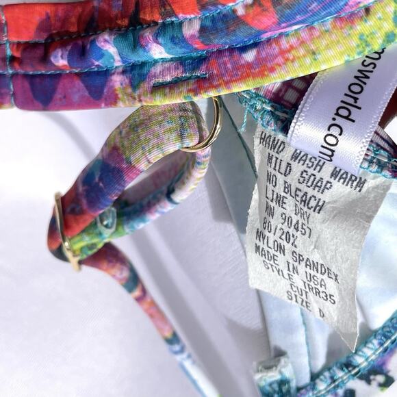 Jams World 2 Piece Bikini Swimsuit Set Womens 6 D Underwire Multicolor Print 38D - Picture 4 of 8